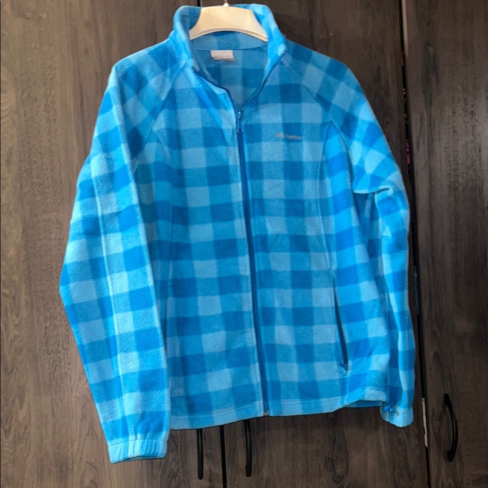 FLASH SALE!Columbia blue plaid fleece jacket size XL